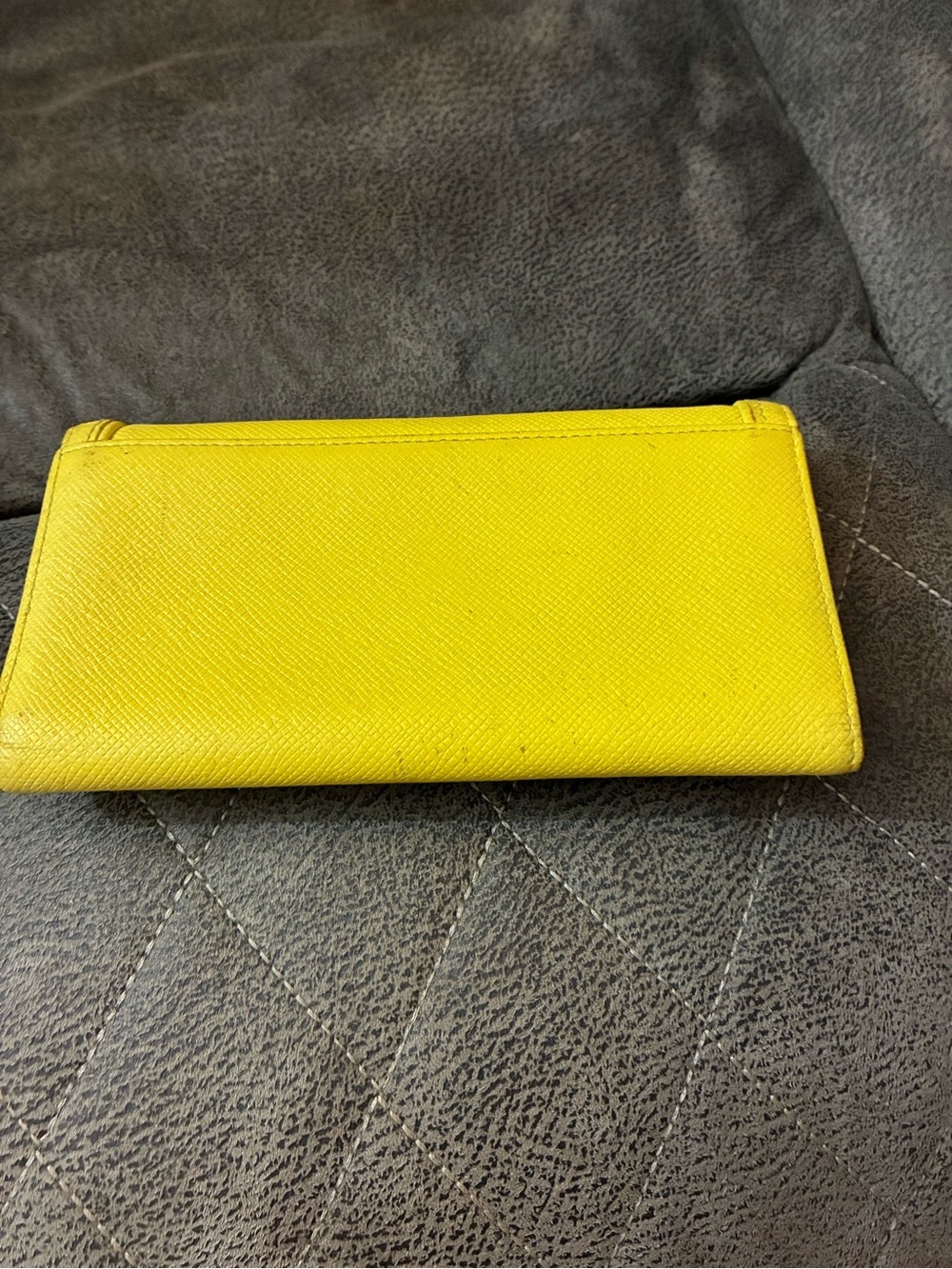 MCM Yellow Textured Leather Continental Wallet with Gold Logo Hardware - Picture 2 of 6